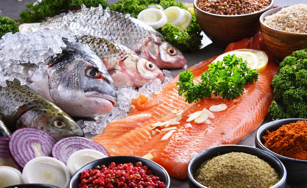 Assorted seafood and spices